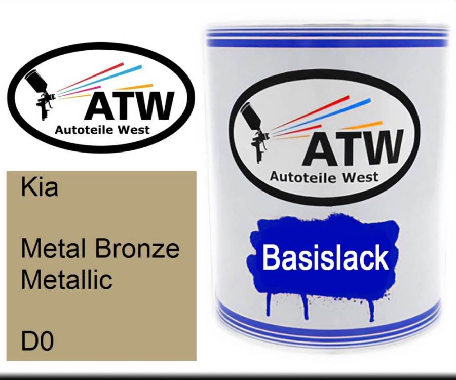 Kia, Metal Bronze Metallic, D0: 1L Lackdose, von ATW Autoteile West.